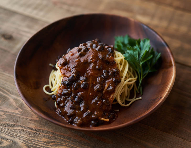 小豆ミートソースパスタ